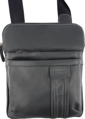 Наплечная мужская сумка из винтажной кожи черного цвета VATTO (11707)