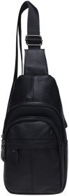 Мужская повседневная сумка-слинг из натуральной кожи черного цвета Keizer 66165