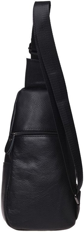 Чоловіча повсякденна сумка-слінг із натуральної шкіри чорного кольору Keizer 66165