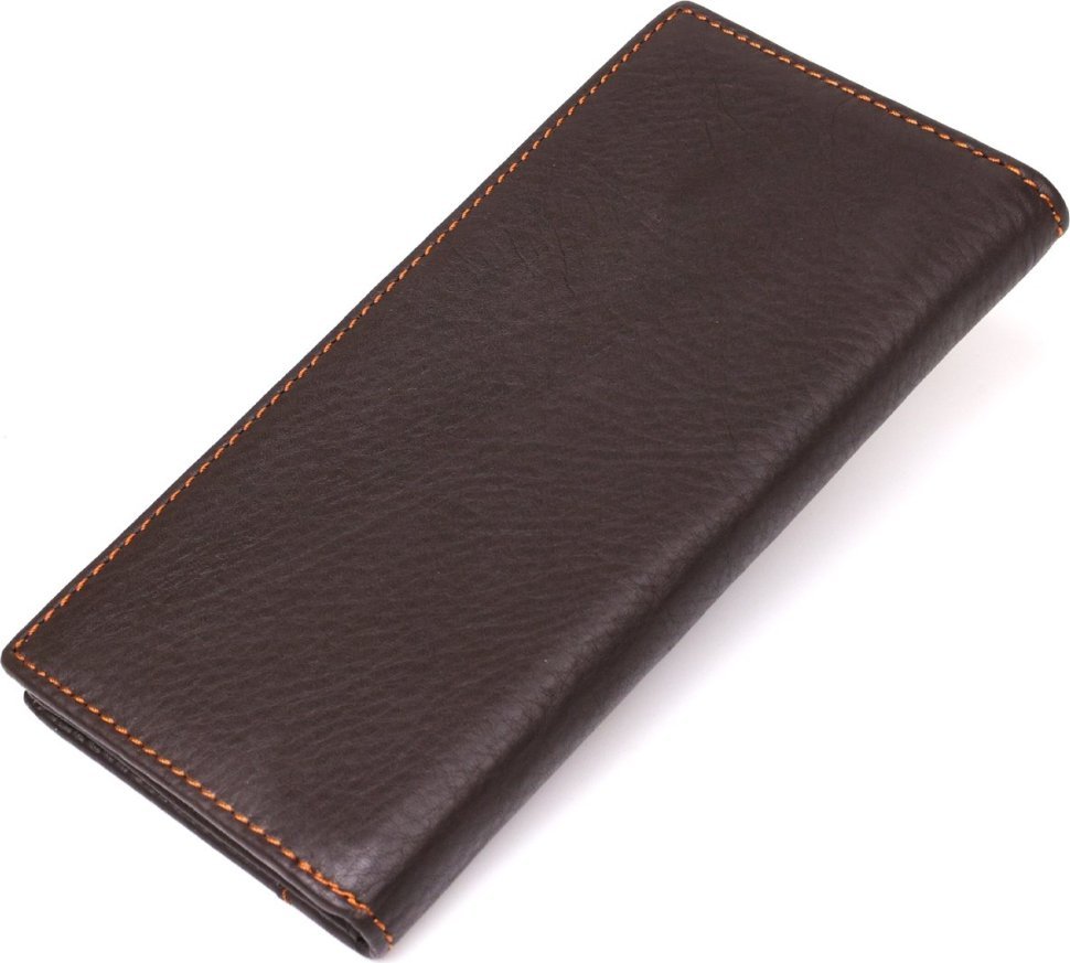 Темно-коричневий чоловічий купюрник із якісної натуральної шкіри без застібки Vintage (2414645)