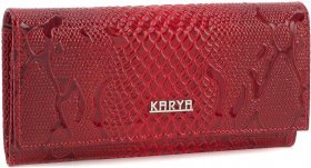 Червоний лаковий гаманець з тисненням на шкірі KARYA (16183)
