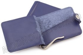 Кожаный зажим синего цвета на кнопке ST Leather (16053)