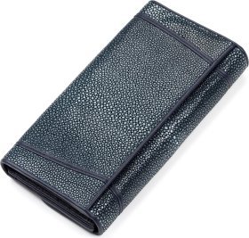 Женский кошелек из натуральной кожи морского ската синего цвета STINGRAY LEATHER (024-18091)