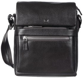 Сумка мужская из натуральной фактурной кожи DESISAN 107065 черная