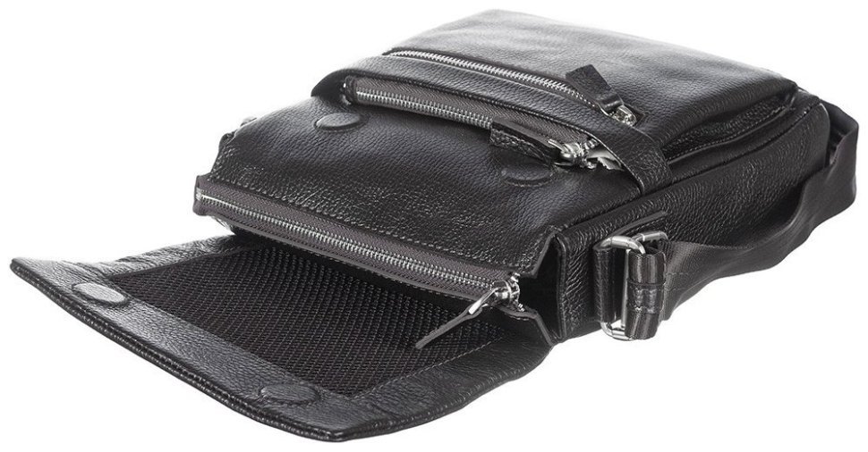 Сумка мужская из натуральной фактурной кожи DESISAN 107065 черная modnotak фото №4