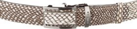 Мужской ремень автомат из натуральной кожи кобры белого цвета SNAKE LEATHER (024-18167)