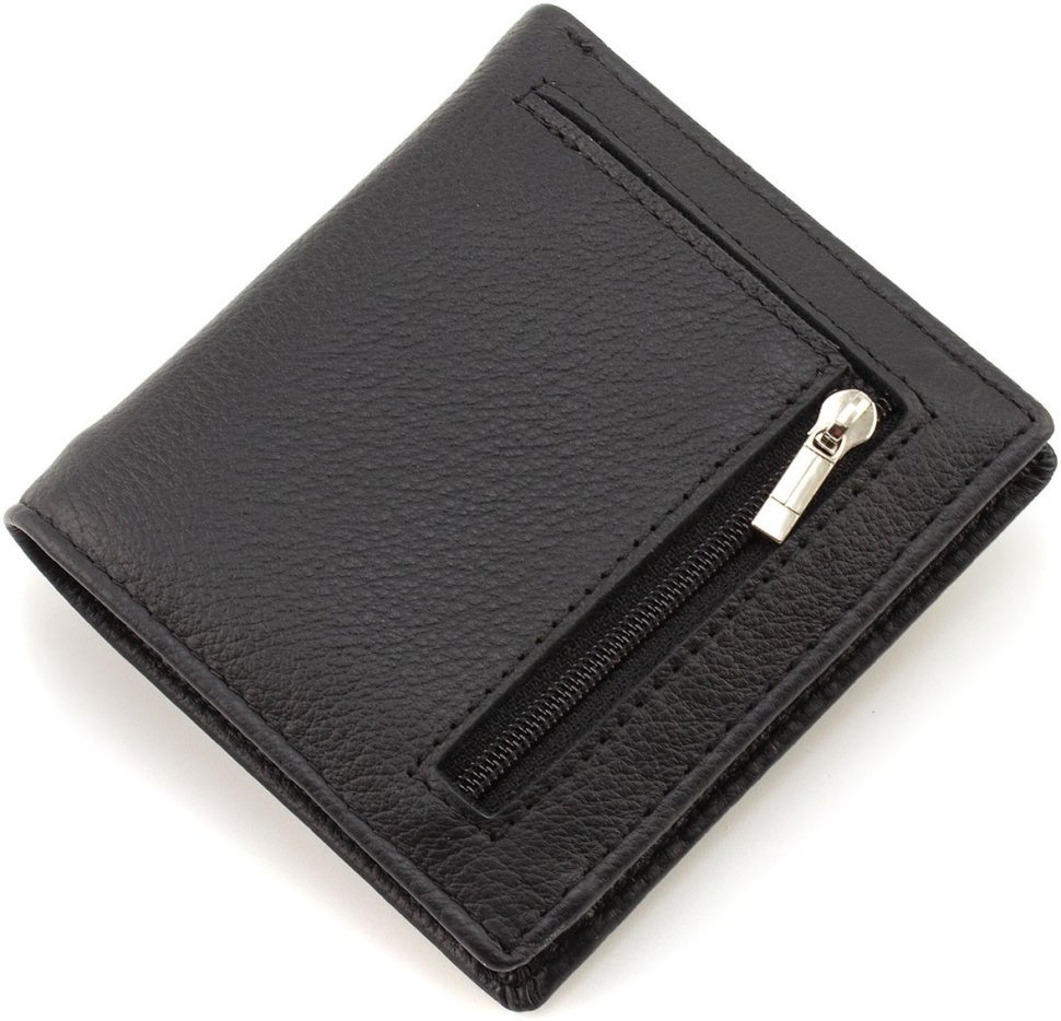 Черный кожаный кошелек небольшого размера на магнитах ST Leather 1767265