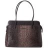 Каркасная кожаная женская сумка с фактурной под крокодила Desisan 107365 коричневая фото №1 Каркасная кожаная женская сумка с фактурной под крокодила Desisan 107365 коричневая modnotak фото - 1