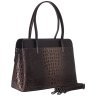 Каркасная кожаная женская сумка с фактурной под крокодила Desisan 107365 коричневая фото №2 Каркасная кожаная женская сумка с фактурной под крокодила Desisan 107365 коричневая modnotak фото - 2