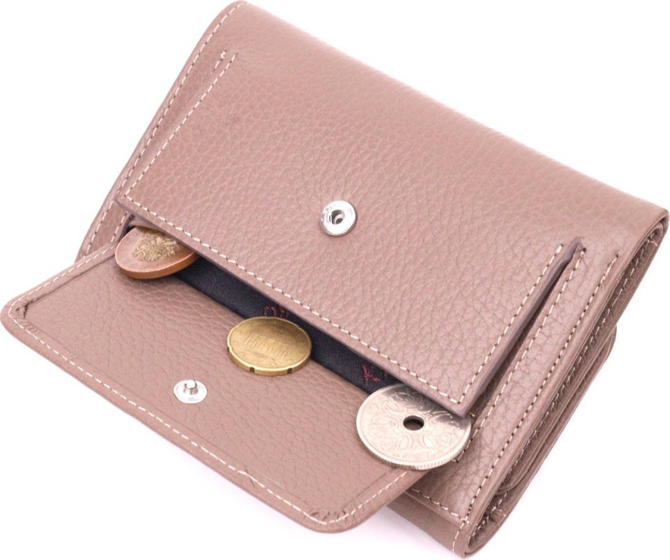 Темно-бежевий жіночий гаманець середнього розміру з натуральної шкіри KARYA (2421367)