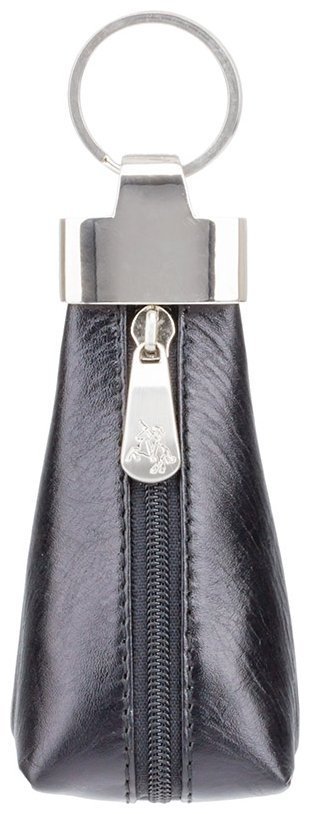 Мініатюрна шкіряна ключниця чорного кольору на блискавці Visconti Verona 77365