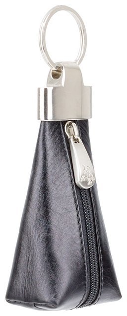Миниатюрная кожаная ключница черного цвета на молнии Visconti Verona 77365