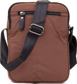 Коричневая текстильная мужская сумка на два отделения Vintage (20661)