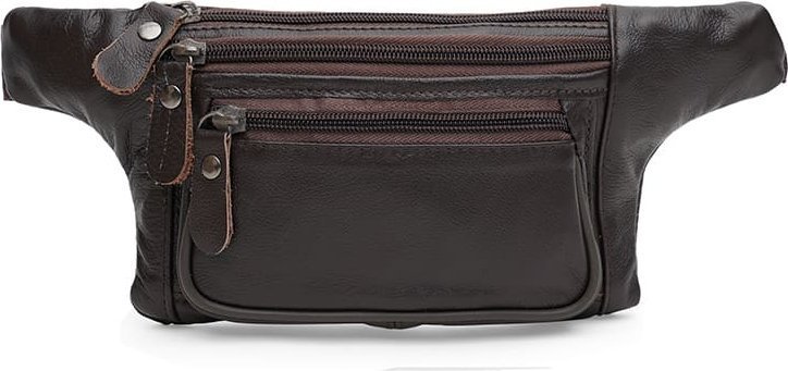 Чоловічі шкіряні сумки на пояс середнього розміру в коричневому кольорі Keizer (22081)