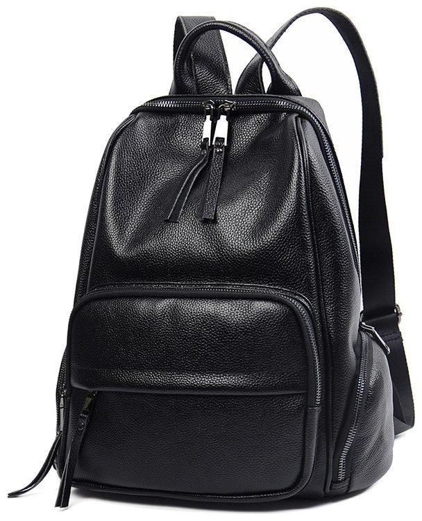 Женский городской рюкзак из фактурной кожи черного цвета Olivia Leather 77565