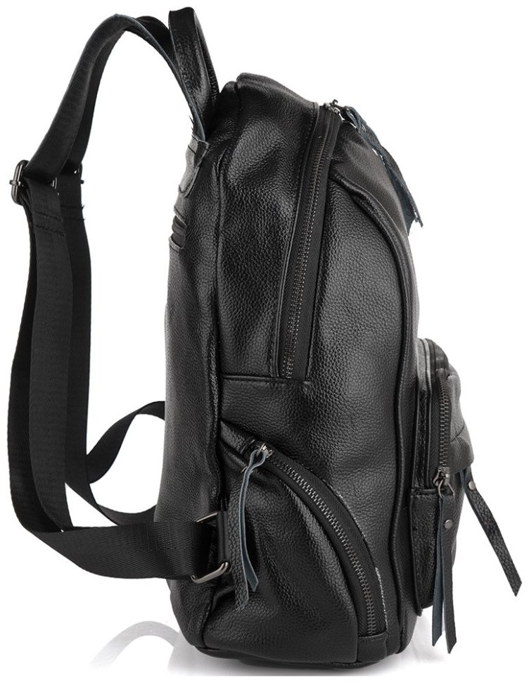 Женский городской рюкзак из фактурной кожи черного цвета Olivia Leather 77565