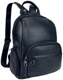 Жіночий міський рюкзак з фактурної шкіри чорного кольору Olivia Leather 77565