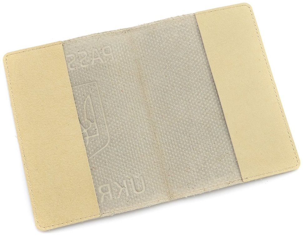 Обложка кожаная на паспорт с эффектом точек Passport Ukraine 97765 цвет бежевый modnotak фото №6