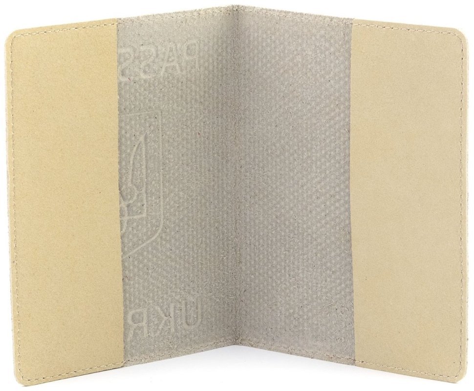 Обложка кожаная на паспорт с эффектом точек Passport Ukraine 97765 цвет бежевый modnotak фото №2