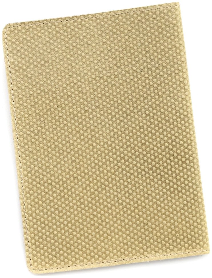 Обложка кожаная на паспорт с эффектом точек Passport Ukraine 97765 цвет бежевый modnotak фото №3