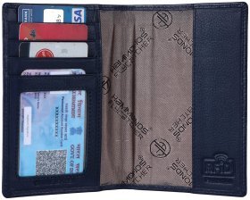 Обложка для паспорта из натуральной кожи с фактурой под крокодила с отделением для карт Hammonds Flycatcher PH602 синего цвета 107965