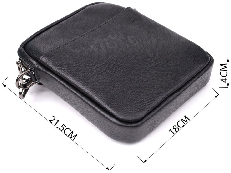 Повседневная мужская сумка из фактурной кожи через плечо на каждый день Vintage 98165 черного цвета фото №3 Повседневная мужская сумка из фактурной кожи через плечо на каждый день Vintage 98165 черного цвета modnotak фото №3