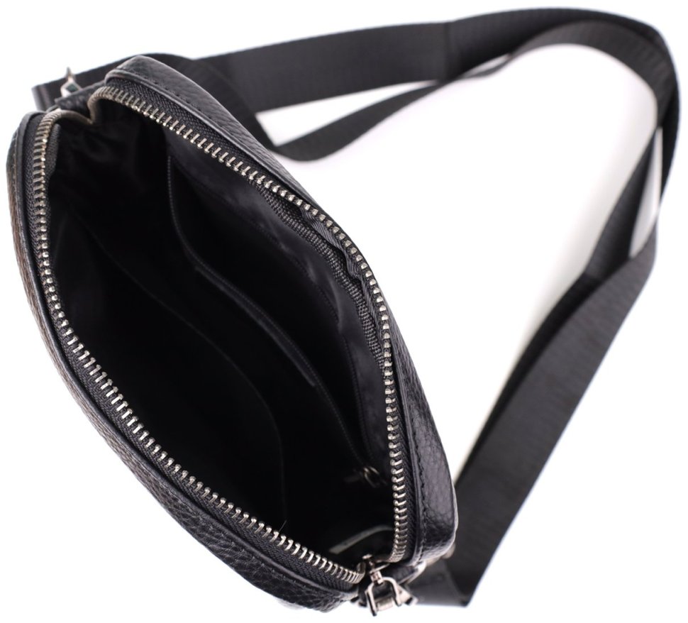 Повседневная мужская сумка из фактурной кожи через плечо на каждый день Vintage 98165 черного цвета фото №6 Повседневная мужская сумка из фактурной кожи через плечо на каждый день Vintage 98165 черного цвета modnotak фото №6