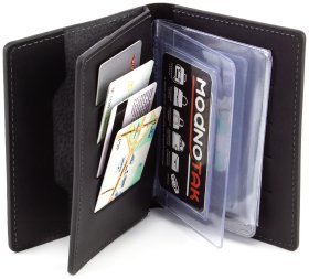 Кожаная обложка для паспорта и документов на автомобиль черного цвета Grande Pelle (13067)