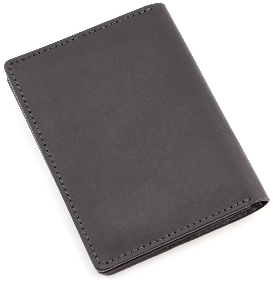 Шкіряна обкладинка для паспорту та документів на автомобіль чорного кольору Grande Pelle (13067)