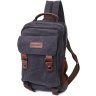 Черный текстильный рюкзак-слинг большого размера на две молнии Vintage 2422168 - 1