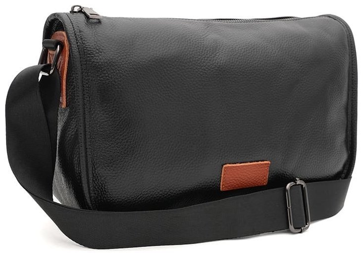 Женская вместительная сумка из натуральной кожи через плечо Borsa Leather 98565 черного цвета modnotak фото №1