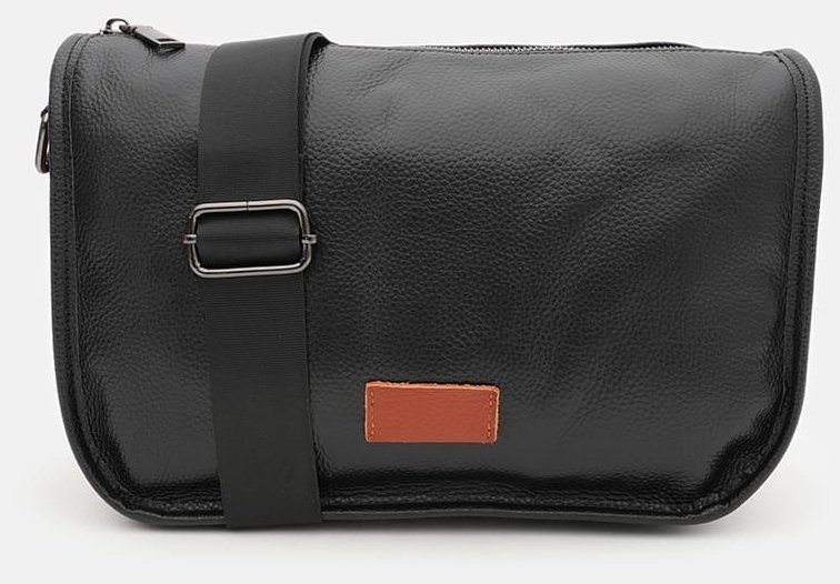 Женская вместительная сумка из натуральной кожи через плечо Borsa Leather 98565 черного цвета modnotak фото №2