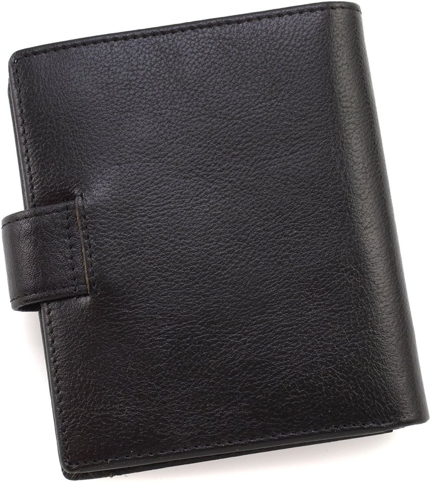 Мужской кошелек среднего размера из натуральной кожи черного цвета Marco Coverna 68665