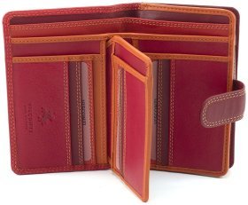 Красно-бордовый кожаный женский кошелек среднего размера с RFID - Visconti Fiji 68765