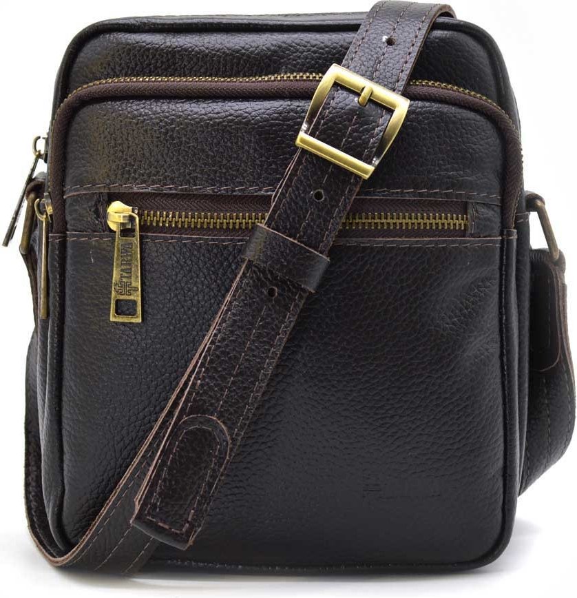 Темно-коричневая компактная мужская сумка-планшет из кожи флотар TARWA (21672)