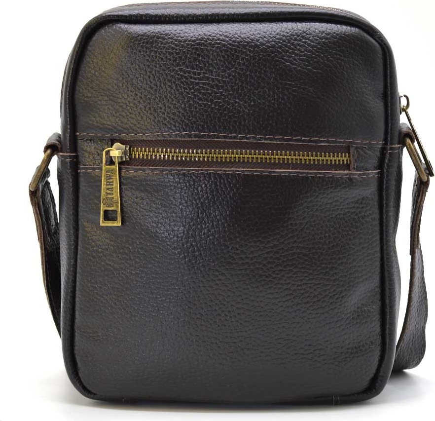 Темно-коричнева компактна чоловіча сумка-планшет зі шкіри флотар TARWA (21672)