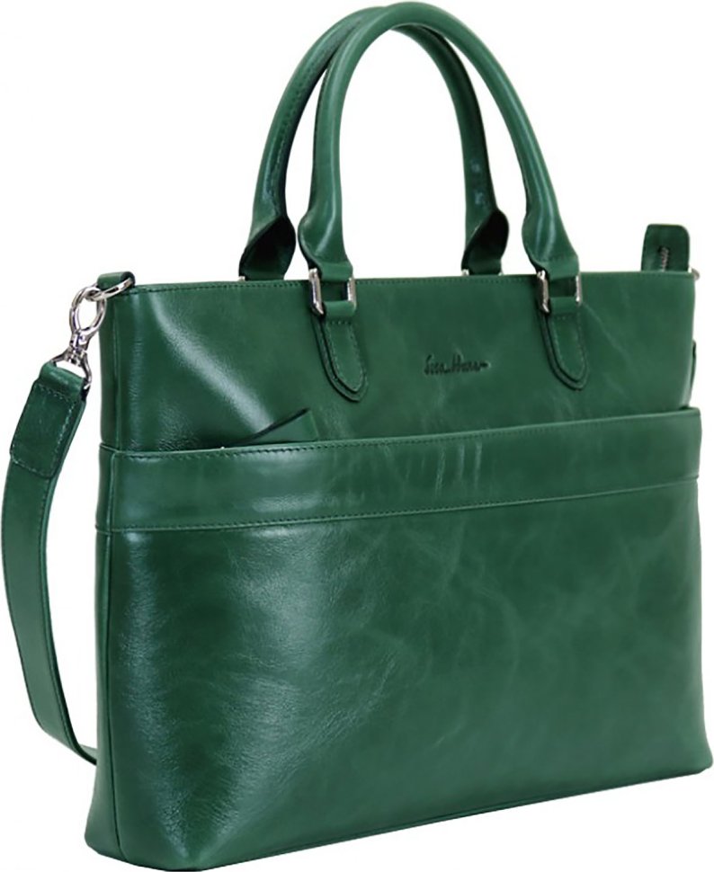 Зеленая женская сумка из натуральной кожи с отделением под ноутбук Issa Hara Тина (27028)