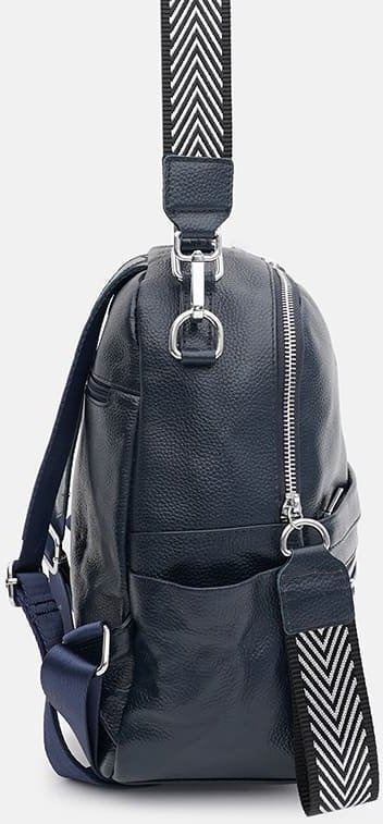 Женский кожаный рюкзак-сумка синего цвета Keizer (59165)