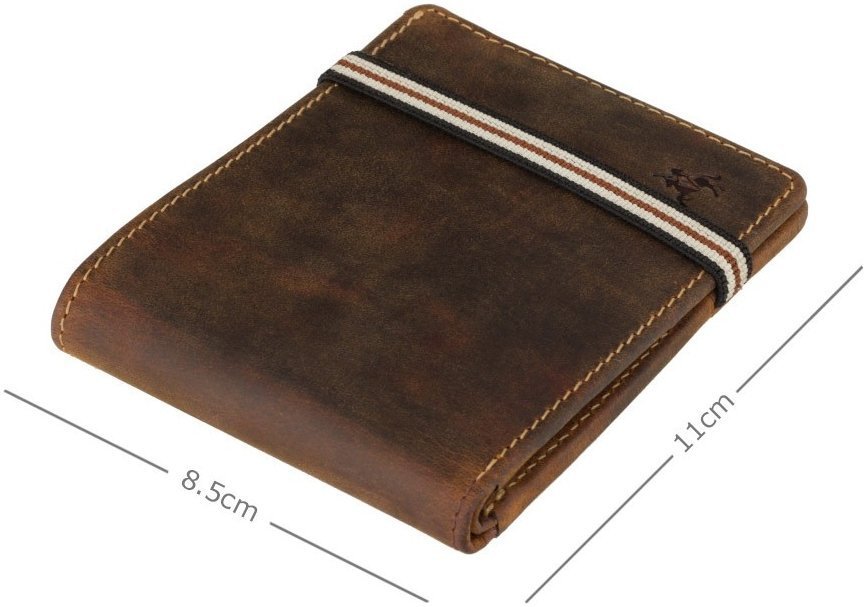Чоловіче портмоне з вінтажної шкіри коричневого кольору на резинці Visconti Segesta 69165