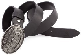 Мужской черный ремень с большой пряжкой Grande Pelle (43041)