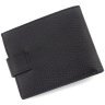 Черное функциональное мужское портмоне из натуральной кожи с хлястиком на кнопке KARYA 69765 - 3
