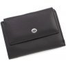 Чорний жіночий гаманець середнього розміру з натуральної шкіри на кнопках ST Leather (15601) - 1