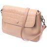 Плечова жіноча сумка-кроссбоді з натуральної шкіри бежевого кольору Vintage 2422329 - 4
