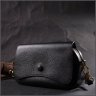 Маленька жіноча сумка з натуральної шкіри чорного кольору на плече Vintage 2422429 - 7