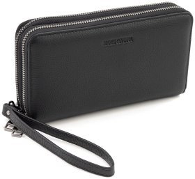 Мужской кожаный клатч на две молнии Marco Coverna 90866 черного цвета