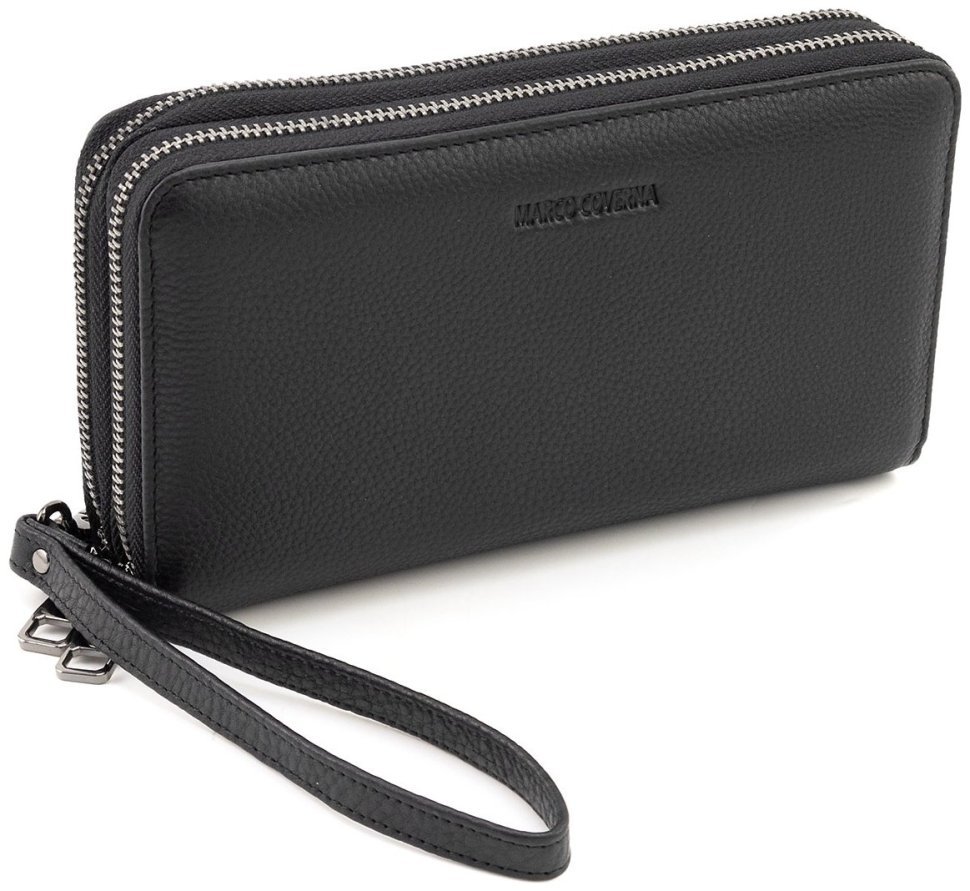 Чоловічий шкіряний клатч на дві блискавки Marco Coverna 90866 чорного кольору modnotak фото №1