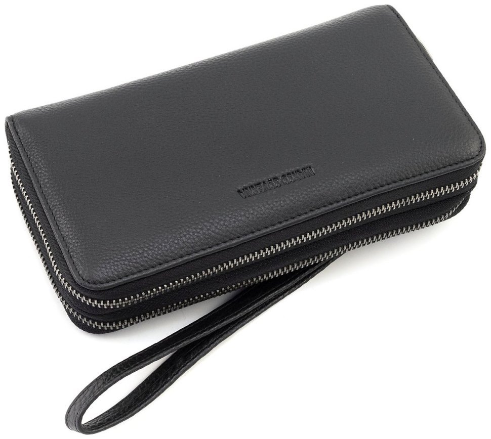 Чоловічий шкіряний клатч на дві блискавки Marco Coverna 90866 чорного кольору modnotak фото №3