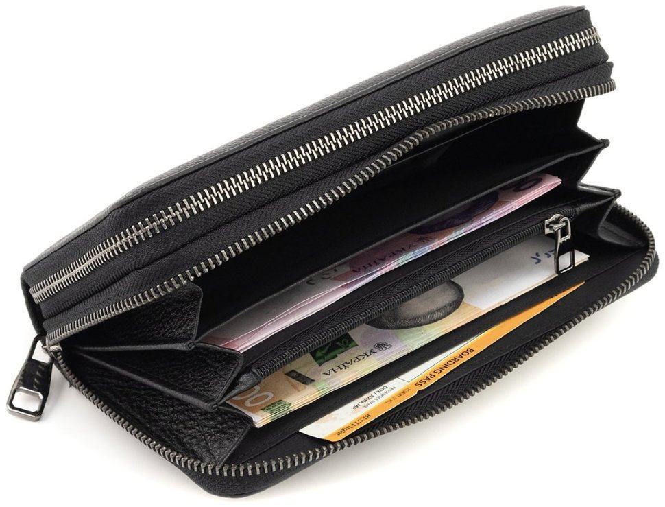 Чоловічий шкіряний клатч на дві блискавки Marco Coverna 90866 чорного кольору modnotak фото №7