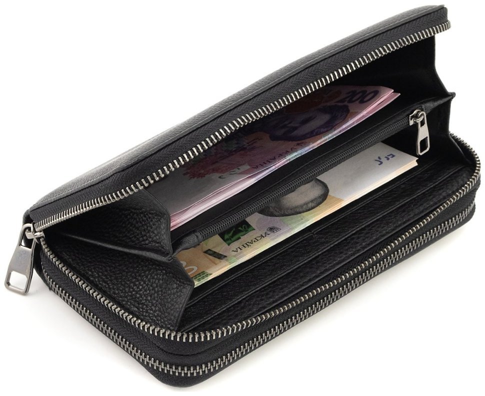 Чоловічий шкіряний клатч на дві блискавки Marco Coverna 90866 чорного кольору modnotak фото №9