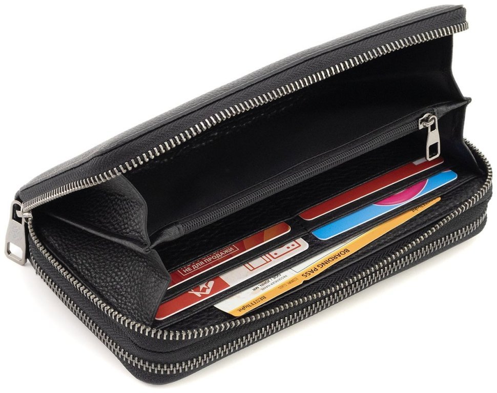 Чоловічий шкіряний клатч на дві блискавки Marco Coverna 90866 чорного кольору modnotak фото №10